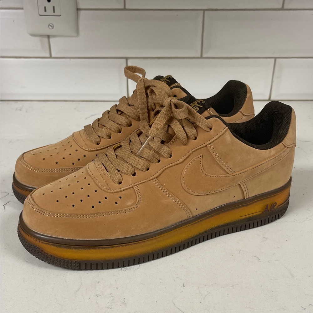 NIKE Air Force 1 B Wheat Mocha Tan - Men Sz 7 - Women 8.5 Worn 1-2 Times No Box